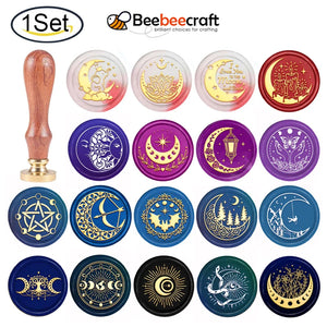 Moon Phase Wax Seal Stamp Earth 30mm Brass Head Wooden Handle for Invitations