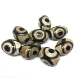 Natural Agate Copper Wire Inlay 10mm*13mm 3 EYES Dzi Beads