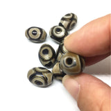 Natural Agate Copper Wire Inlay 10mm*13mm 3 EYES Dzi Beads