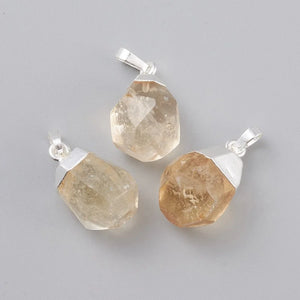 Natural Aquamarine Pendant Teardrop Golden Faceted Brass Bails Jewelry Making