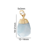 Natural Aquamarine Pendant Teardrop Golden Faceted Brass Bails Jewelry Making