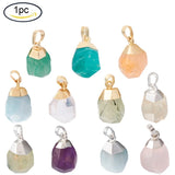 Natural Aquamarine Pendant Teardrop Golden Faceted Brass Bails Jewelry Making
