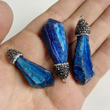 Druzy Stone Pendant Connecter Metal Mineral Specimen Crystal Agates Slic