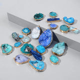 Druzy Stone Pendant Connecter Metal Mineral Specimen Crystal Agates Slic