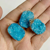 Druzy Stone Pendant Connecter Metal Mineral Specimen Crystal Agates Slic