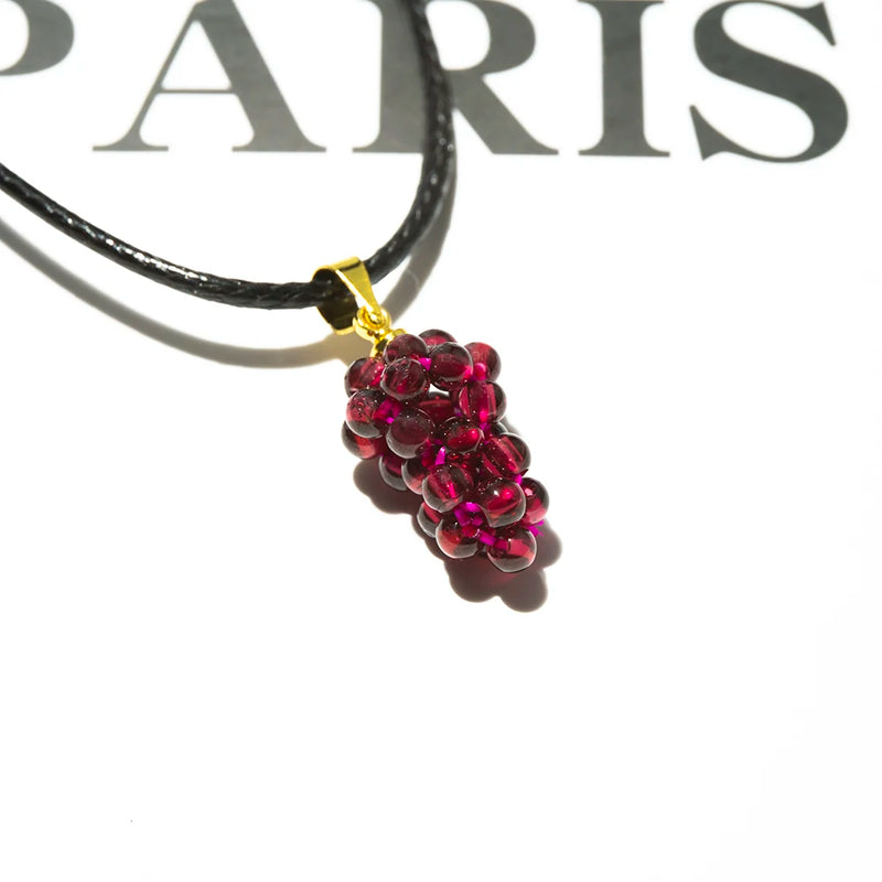 Natural Garnet Grape Pendant Women's Necklace Reiki Healing