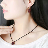 Natural Garnet Grape Pendant Women's Necklace Reiki Healing
