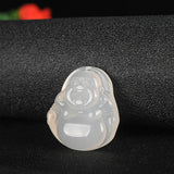 Green Agate Buddha Jade Pendant Necklace Chalcedony Carved Charm Lucky