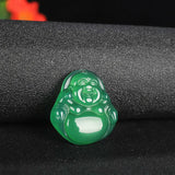Green Agate Buddha Jade Pendant Necklace Chalcedony Carved Charm Lucky