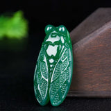 Green Agate Cicada Jade Pendant Necklace Chalcedony Amulet