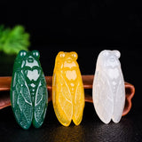 Green Agate Cicada Jade Pendant Necklace Chalcedony Amulet