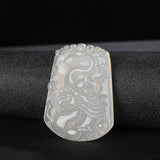 Green Agate Dragon Jade Pendant Necklace Chalcedony Chinese Carved Charm Jewelry
