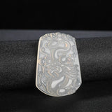 Green Agate Dragon Jade Pendant Necklace Chalcedony Chinese Carved Charm Jewelry