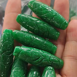 Green Jade Money Beads DIY Bangle Charm Hand-Carved Luck Amulet