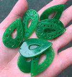 Green Jade Money Beads DIY Bangle Charm Hand-Carved Luck Amulet