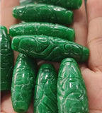Green Jade Money Beads DIY Bangle Charm Hand-Carved Luck Amulet