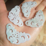 Natural Jade Emerald Butterfly Necklace DIY Bangle Charm Hand-Carved