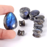 Labradorite Stone Teardrop Ear Plug Gauges