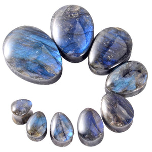 Labradorite Stone Teardrop Ear Plug Gauges