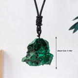 Natural Malachite Raw Stone Irregular Sliced Pendant Necklace