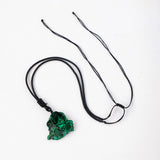 Natural Malachite Raw Stone Irregular Sliced Pendant Necklace
