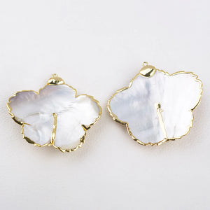 Ocean Sea Shell Flower Shape Jade Pearl Pendant Plated Necklace