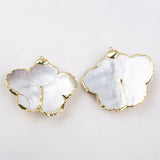 Ocean Sea Shell Flower Shape Jade Pearl Pendant Plated Necklace