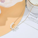 Pearl Beads Necklace Stainless Steel Chain Minimalist Charm Jewelry