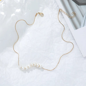 Pearl Beads Necklace Stainless Steel Chain Minimalist Charm Jewelry