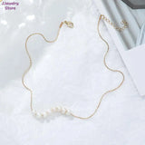 Pearl Beads Necklace Stainless Steel Chain Minimalist Charm Jewelry