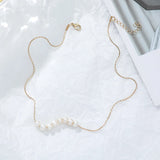 Natural Pearl Beads Necklace Stainless Steel Minimalist Charm Collar Jewelry