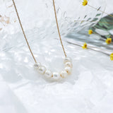 Natural Pearl Beads Necklace Stainless Steel Minimalist Charm Collar Jewelry