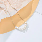 Natural Pearl Beads Necklace Stainless Steel Minimalist Charm Collar Jewelry