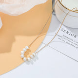 Natural Pearl Beads Necklace Stainless Steel Minimalist Charm Collar Jewelry