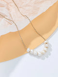 Natural Pearl Beads Necklace Stainless Steel Minimalist Charm Collar Jewelry