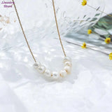 Pearl Beads Necklace Stainless Steel Chain Minimalist Charm Jewelry