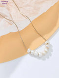 Pearl Beads Necklace Stainless Steel Chain Minimalist Charm Jewelry