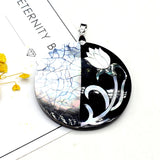 Shell Round Mirror Flower Pendant Charm for Jewelry Making DIY Necklace