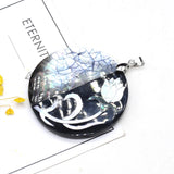 Shell Round Mirror Flower Pendant Charm for Jewelry Making DIY Necklace