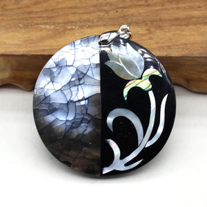 Shell Round Mirror Flower Pendant Charm for Jewelry Making DIY Necklace
