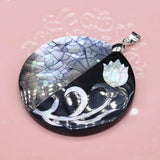 Shell Round Mirror Flower Pendant Charm for Jewelry Making DIY Necklace