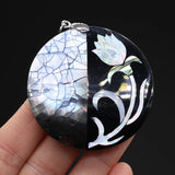 Shell Round Mirror Flower Pendant Charm for Jewelry Making DIY Necklace