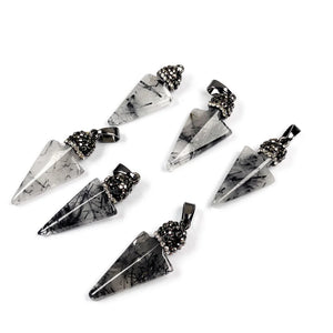 Natural Stone Rutilated Quartz Arrow Pendant 15x37mm