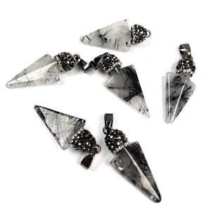 Natural Stone Rutilated Quartz Arrow Pendant 15x37mm