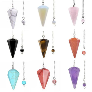 Natural Stone Quartz Choler Crystal Hexagonal Pointed Reiki Chakra Pendant