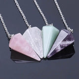 Natural Stone Quartz Choler Crystal Hexagonal Pointed Reiki Chakra Pendant