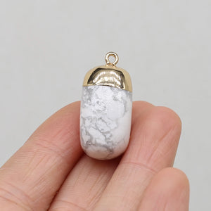 Natural Turquoises Agates Stone Pendant Necklace DIY Gift