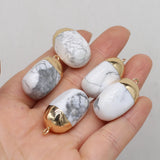 Natural Turquoises Agates Stone Pendant Necklace DIY Gift