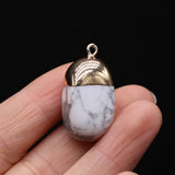 Natural Turquoises Agates Stone Pendant Necklace DIY Gift