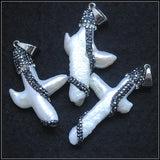 Cross Shape Pearl Pendant with Rhinestone for Necklace Making